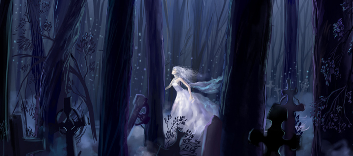 Screenshot №1 pro téma White Princess In Dark Forest 720x320