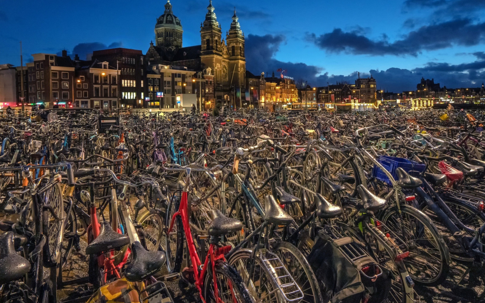 Обои Amsterdam Bike Parking 1680x1050