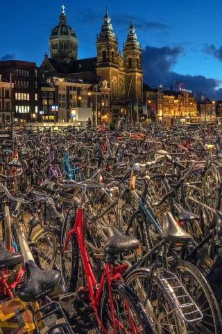 Fondo de pantalla Amsterdam Bike Parking 320x480