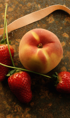 Strawberry And Peach wallpaper 240x400