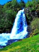 Waterfall Trekking in the mountains wallpaper 132x176