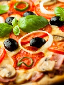 Pizza with mushrooms and tomatoes screenshot #1 132x176
