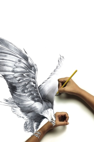 Sfondi Drawing An Eagle 320x480