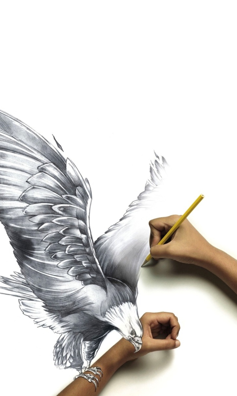 Das Drawing An Eagle Wallpaper 768x1280