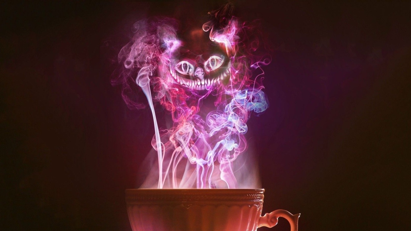 Das Cheshire Cat Mystical Smoke Wallpaper 1366x768