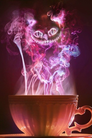 Das Cheshire Cat Mystical Smoke Wallpaper 320x480