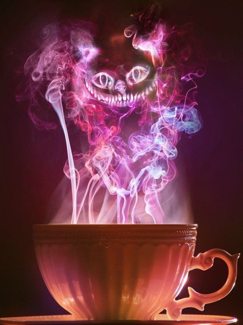 Das Cheshire Cat Mystical Smoke Wallpaper 480x640