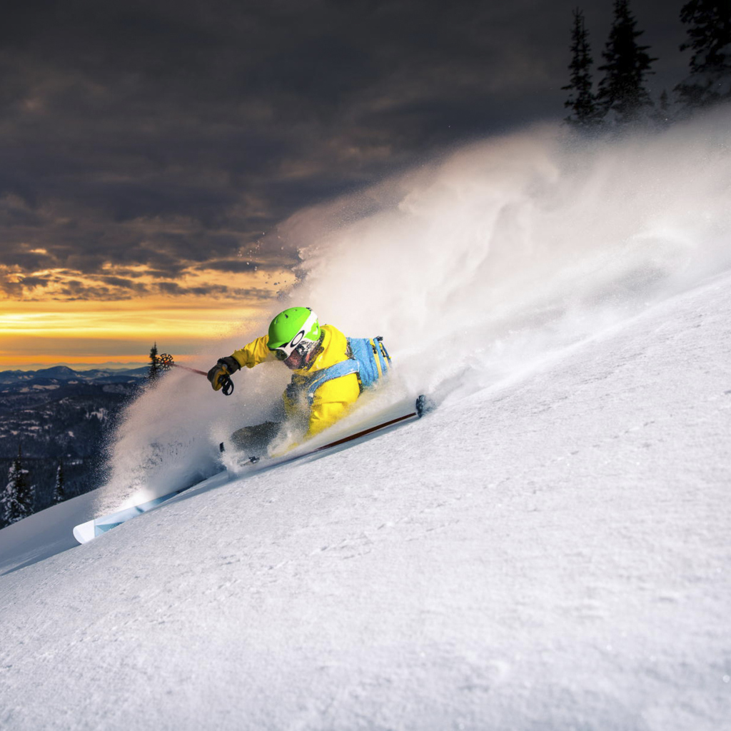 Skiing At Sunrise wallpaper 1024x1024