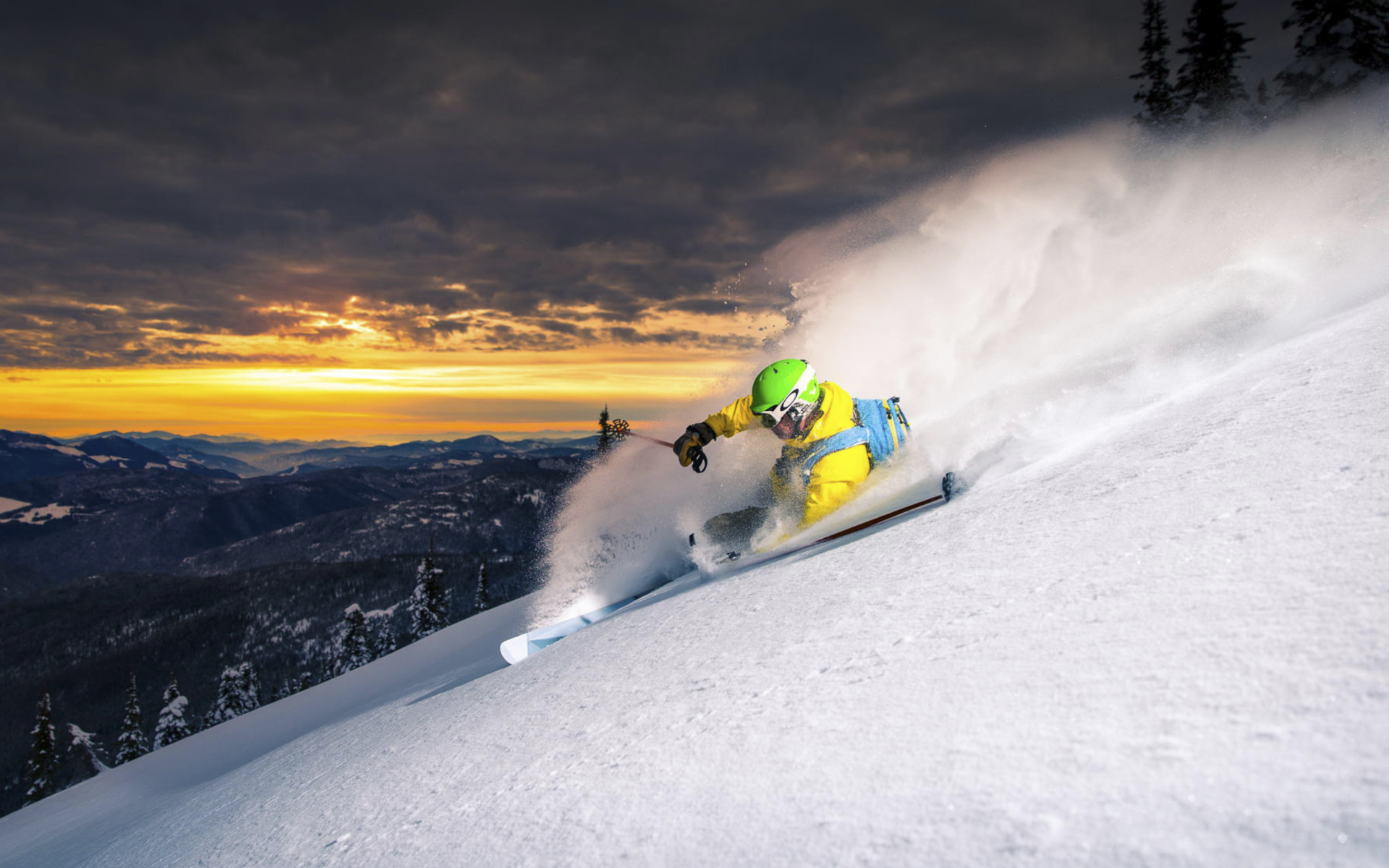 Sfondi Skiing At Sunrise 1920x1200