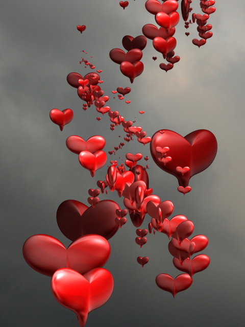 Red Spiral Of Hearts wallpaper 480x640