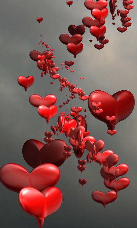 Red Spiral Of Hearts wallpaper 480x800