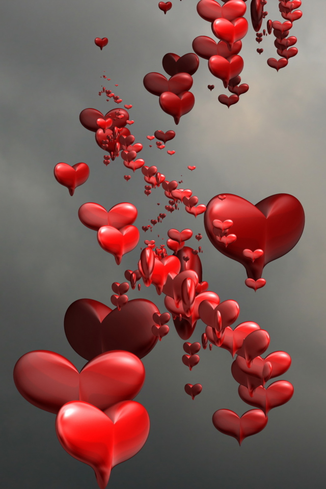 Red Spiral Of Hearts wallpaper 640x960