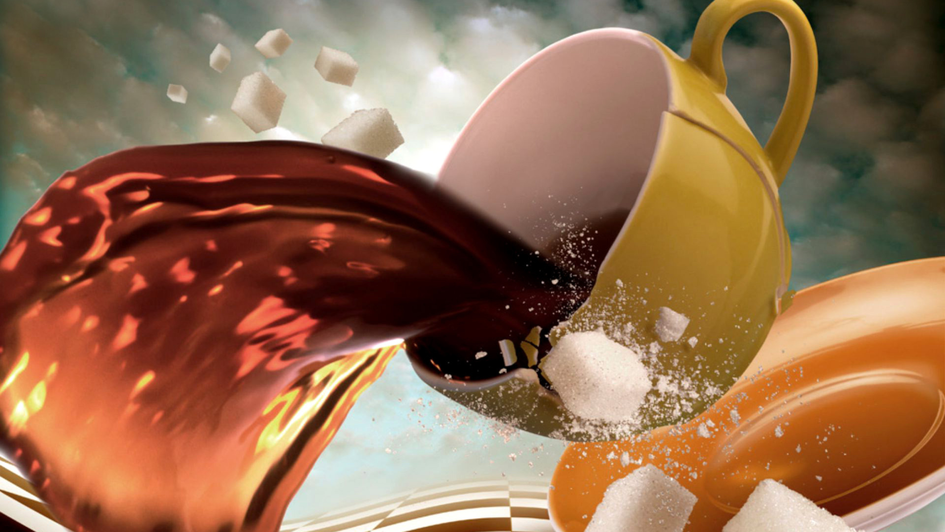 Screenshot №1 pro téma Surrealism Coffee Cup with Sugar cubes 1920x1080