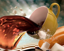 Fondo de pantalla Surrealism Coffee Cup with Sugar cubes 220x176