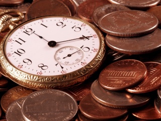 Sfondi Dollar Cents and Watch 320x240
