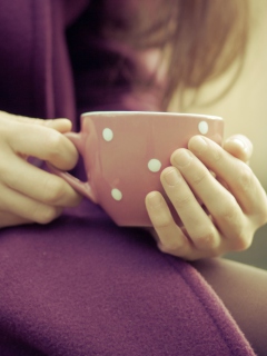 Cup Of Hot Tea In Her Hands screenshot #1 240x320