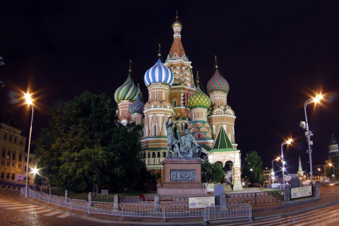 Das Cathedral of Vasily the Blessed in Red Square in Moscow Wallpaper 480x320