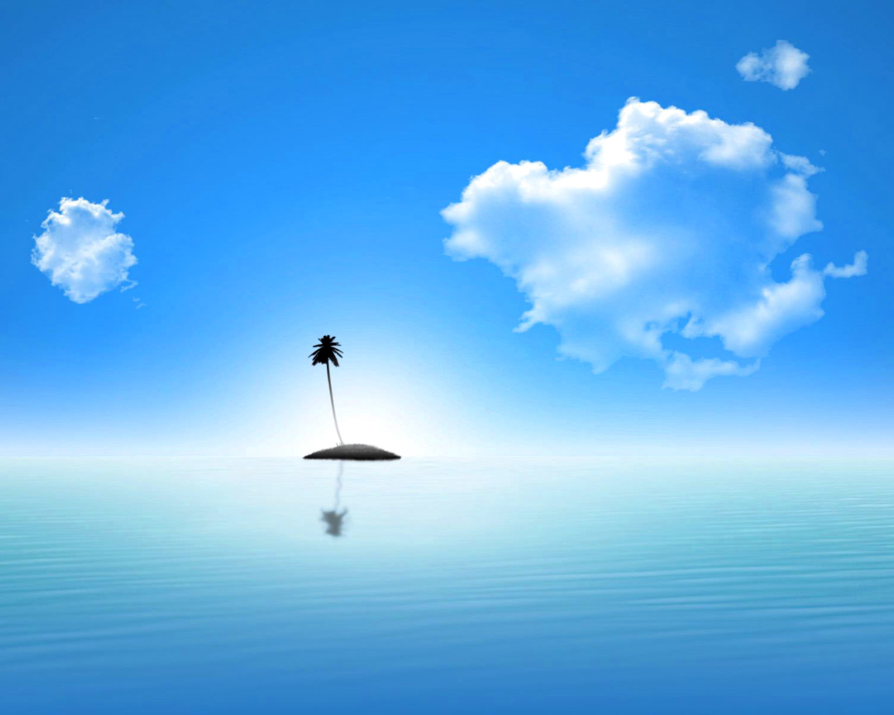 Das Lonely Palm Tree Island Wallpaper 1280x1024