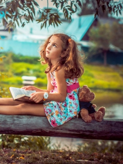 Cute Little Girl With Teddy Bear wallpaper 240x320