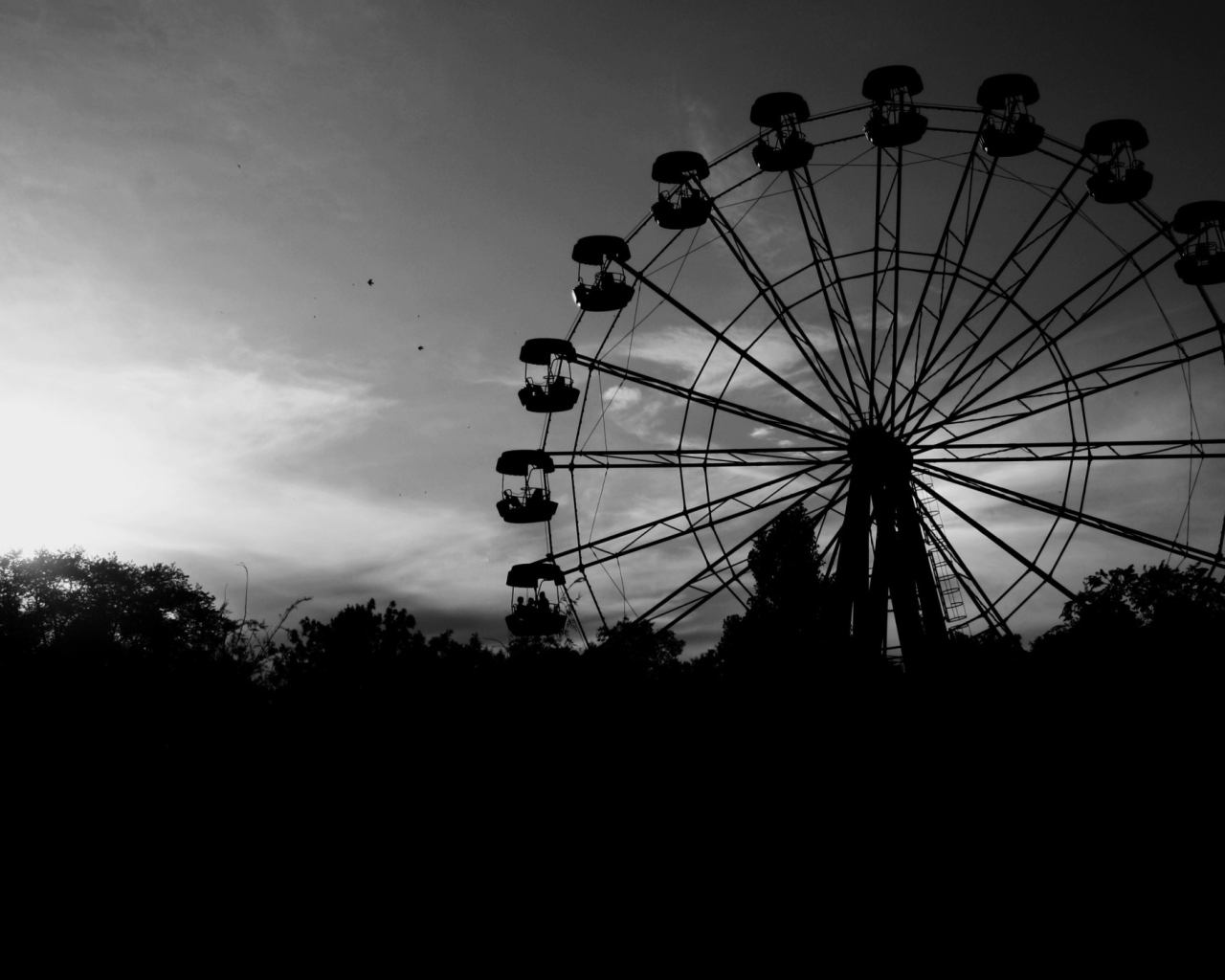 Sfondi Ferris Wheel In Black And White 1280x1024