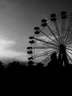 Das Ferris Wheel In Black And White Wallpaper 240x320