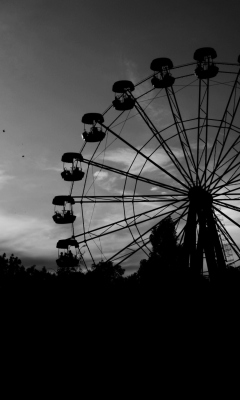 Sfondi Ferris Wheel In Black And White 240x400