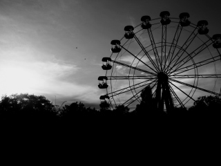 Fondo de pantalla Ferris Wheel In Black And White 320x240