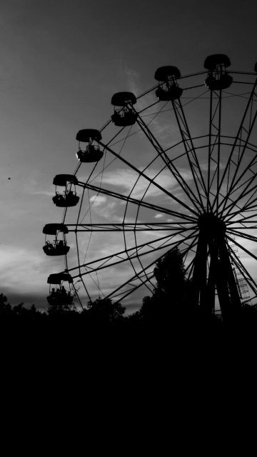 Das Ferris Wheel In Black And White Wallpaper 360x640