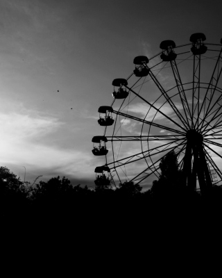 Kostenloses Ferris Wheel In Black And White Wallpaper für iPhone 3G S