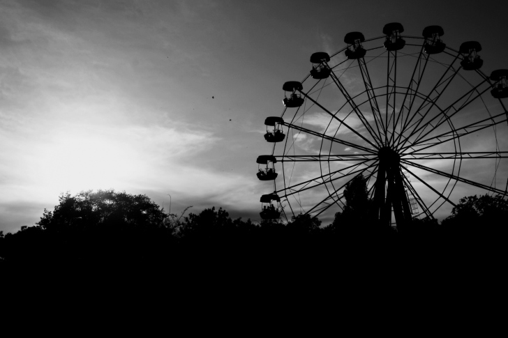 Ferris Wheel In Black And White wallpaper