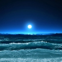 Fondo de pantalla Ocean Waves Under Moon Light 128x128