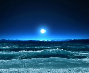 Fondo de pantalla Ocean Waves Under Moon Light 176x144