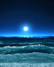 Fondo de pantalla Ocean Waves Under Moon Light 176x220