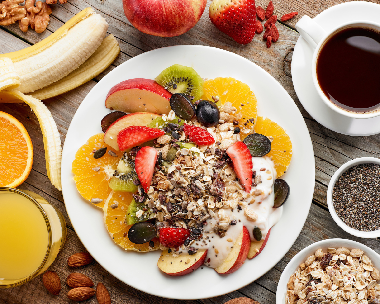 Das Breakfast, coffee, muesli Wallpaper 1600x1280