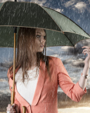 Sfondi Girl Under Umbrella In Rain 128x160