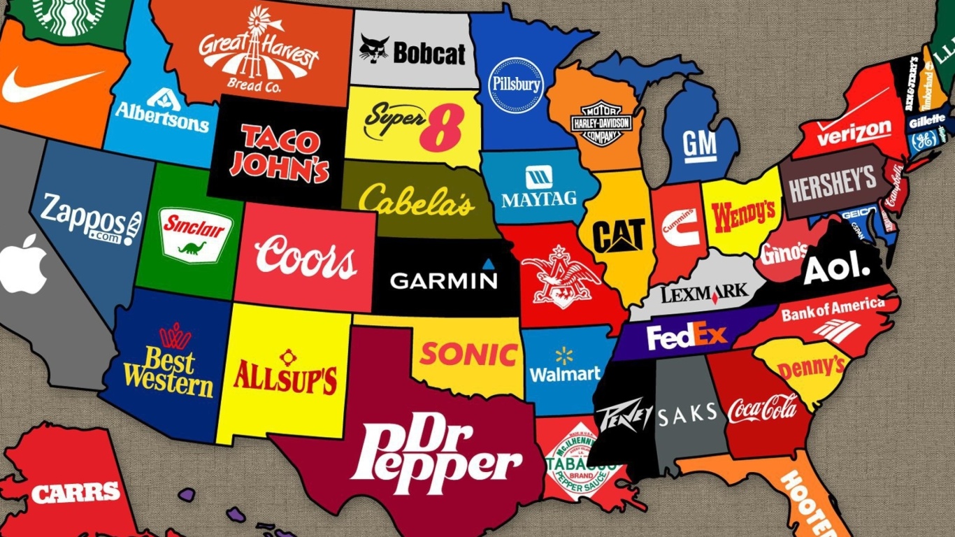 Us Brands Map wallpaper 1366x768
