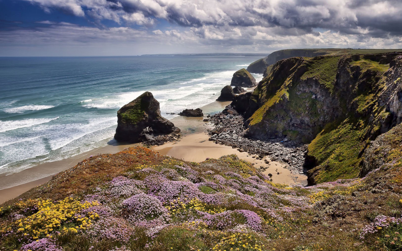 Das Beach in Cornwall, United Kingdom Wallpaper 1280x800