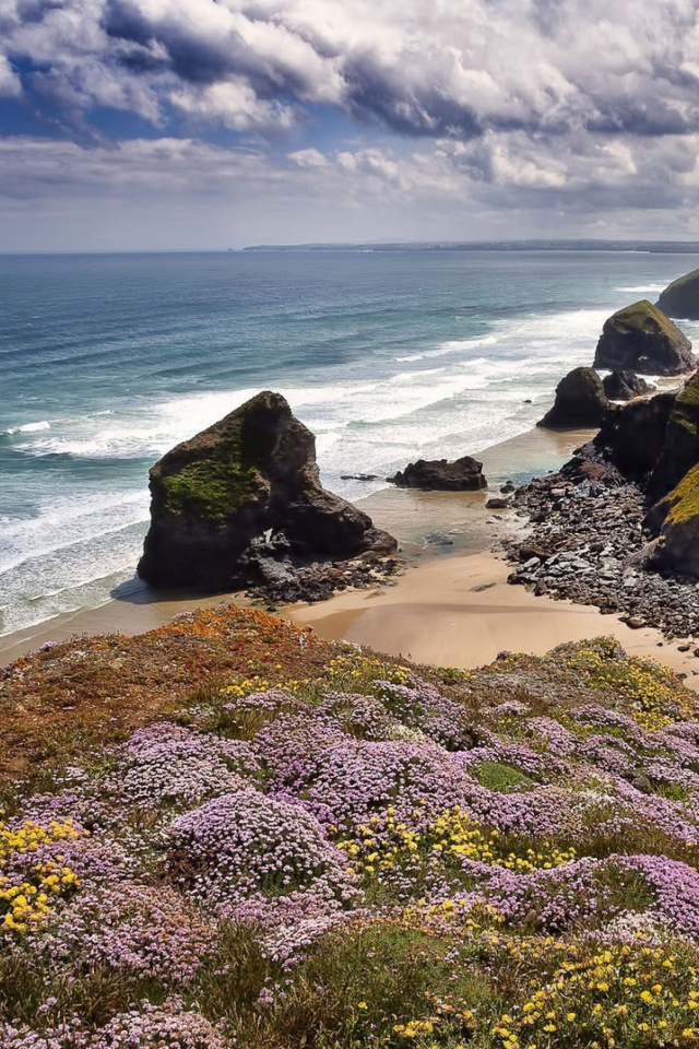 Das Beach in Cornwall, United Kingdom Wallpaper 640x960