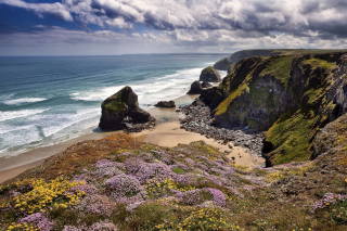 Beach in Cornwall, United Kingdom papel de parede para celular 