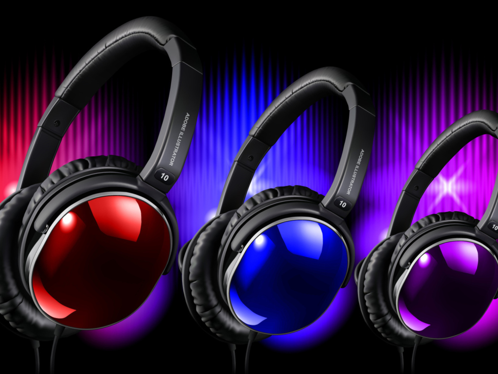 Colorful Headphones wallpaper 1024x768