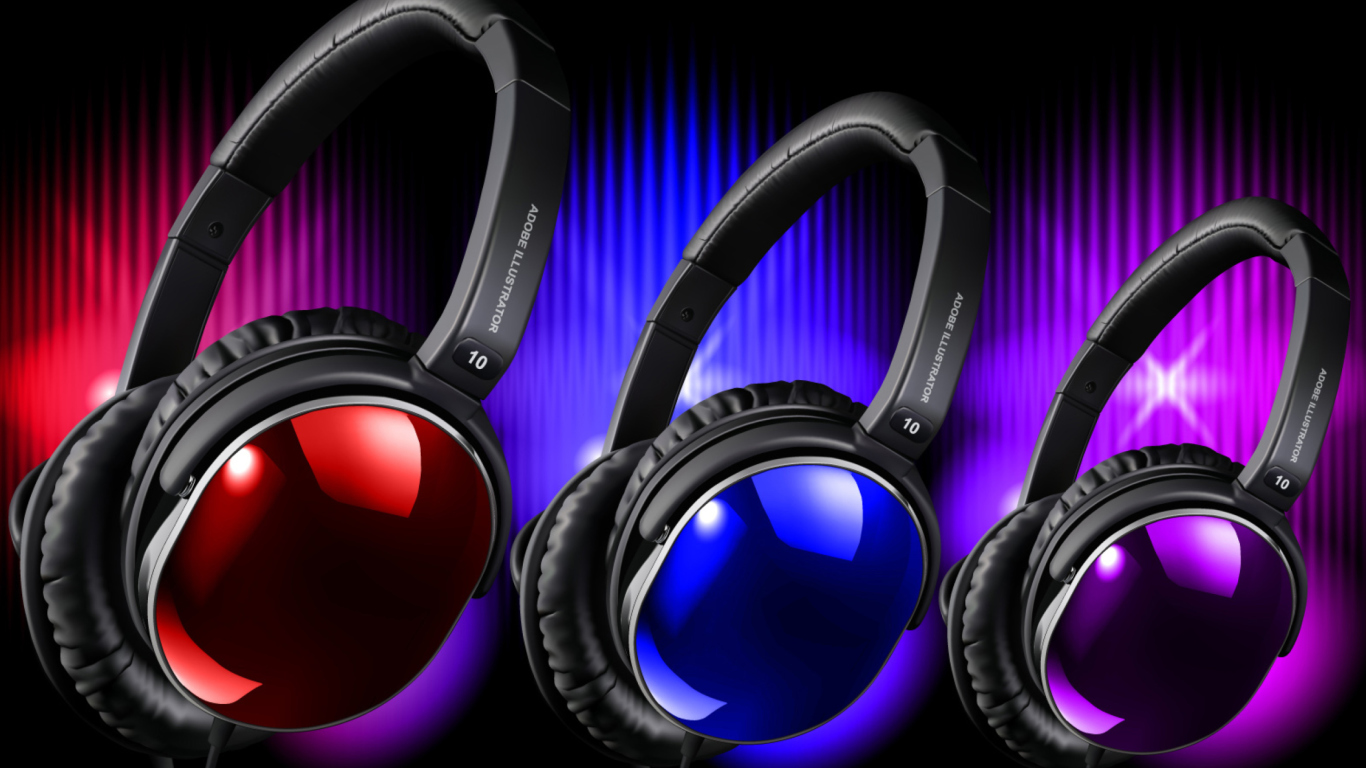 Colorful Headphones wallpaper 1366x768