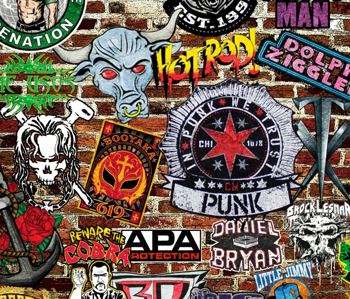 Das WWE Logos: Hot Rod, Punk Wallpaper 1200x1024
