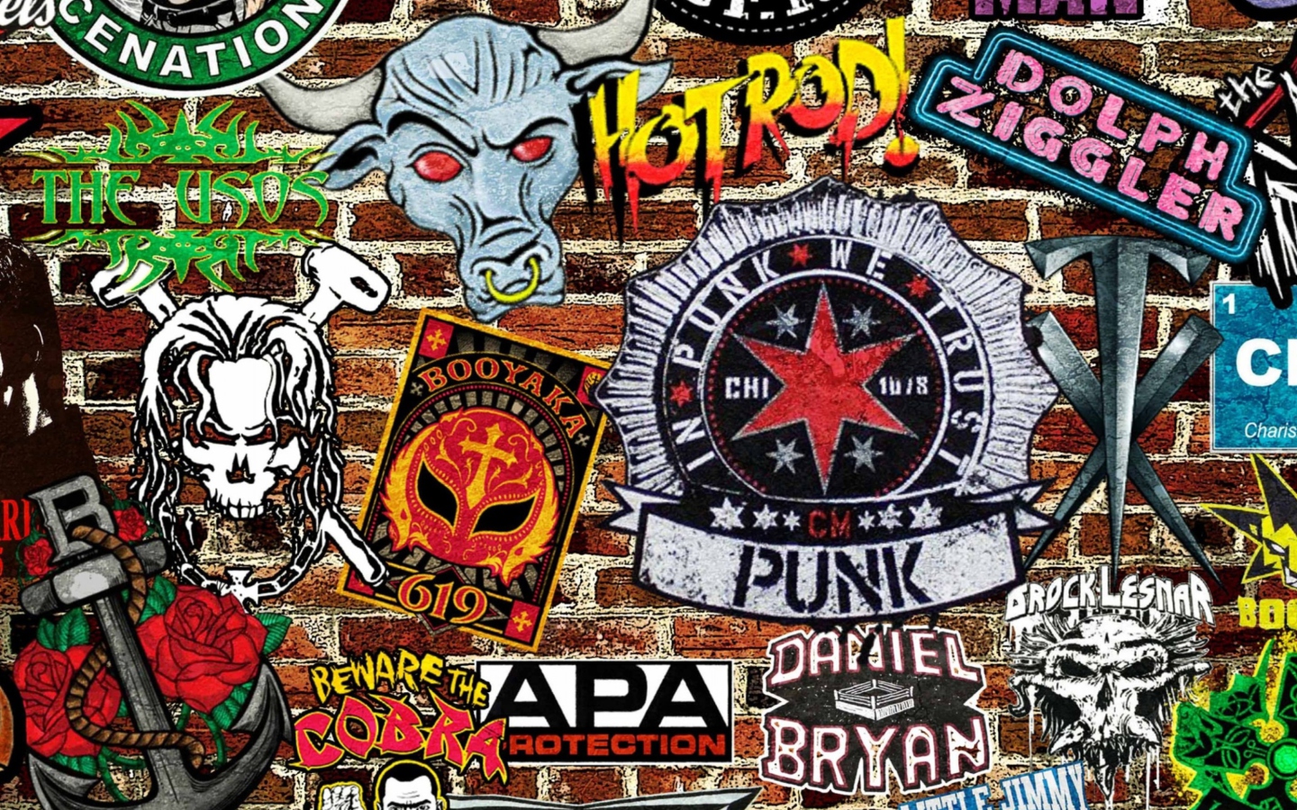 Fondo de pantalla WWE Logos: Hot Rod, Punk 1440x900