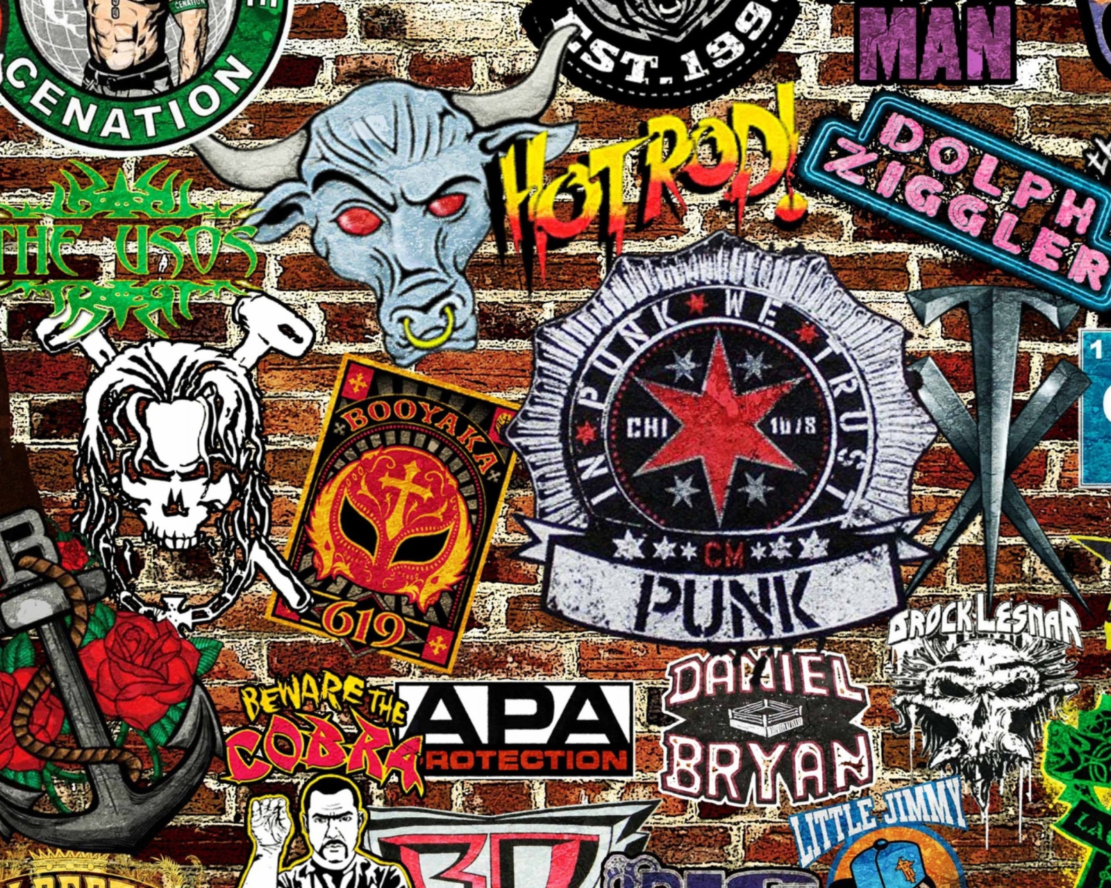 Das WWE Logos: Hot Rod, Punk Wallpaper 1600x1280