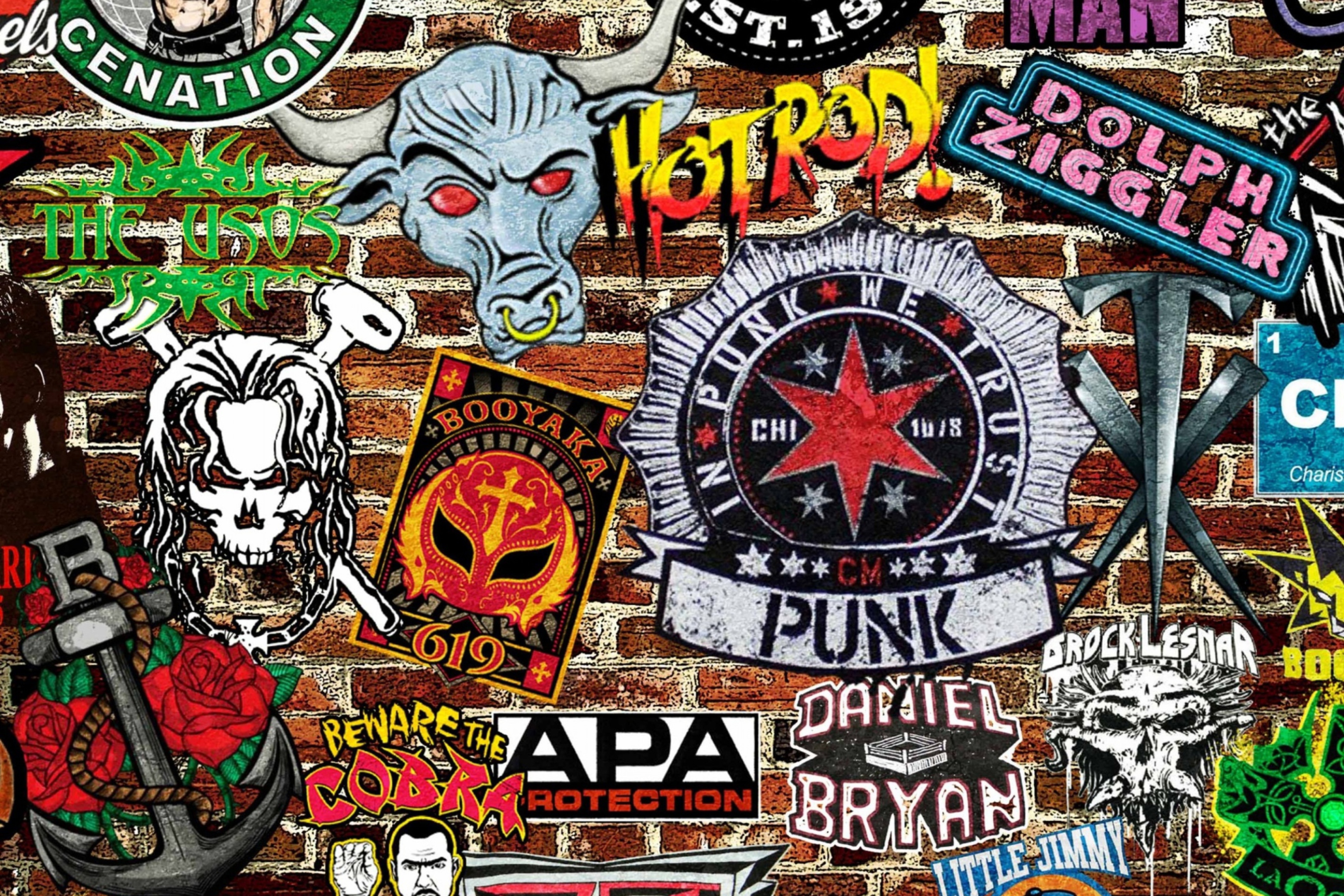 Sfondi WWE Logos: Hot Rod, Punk 2880x1920