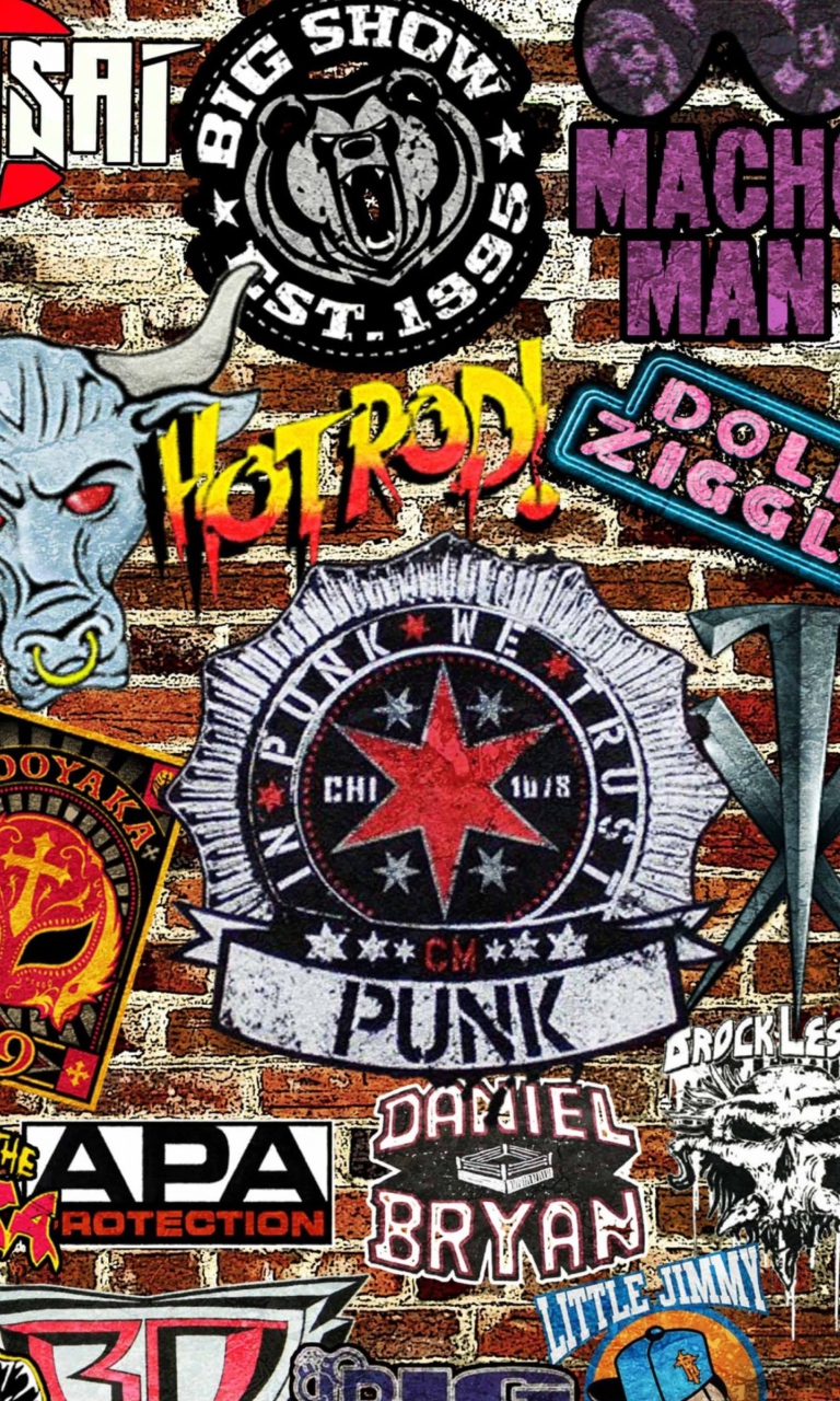 Das WWE Logos: Hot Rod, Punk Wallpaper 768x1280