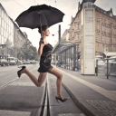 City Girl With Black Umbrella screenshot #1 128x128