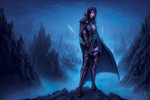 Das Fantasy Warrior Girl Wallpaper 480x320