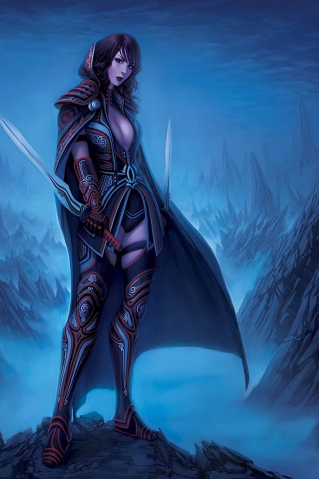 Das Fantasy Warrior Girl Wallpaper 640x960