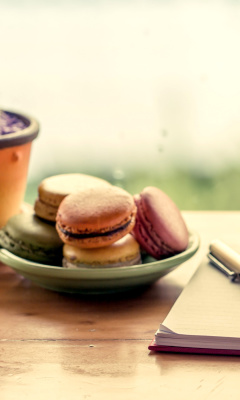 Macaroons and Notebook wallpaper 240x400